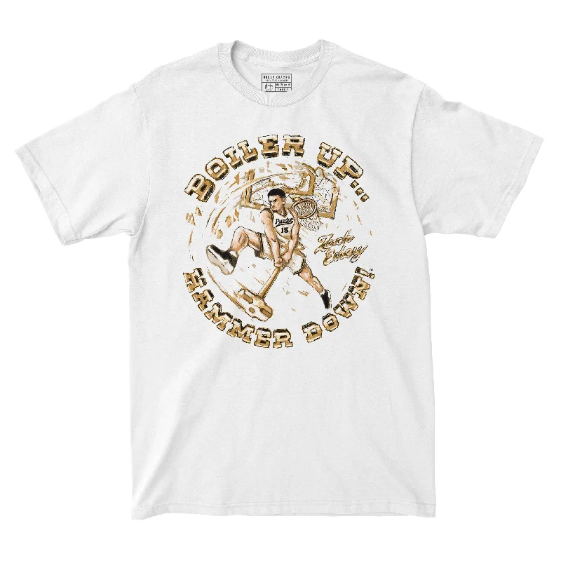 Stylish T-Shirt for Night Out-EXCLUSIVE RELEASE: Zach Edey - Boiler Up, Hammer Down White Tee