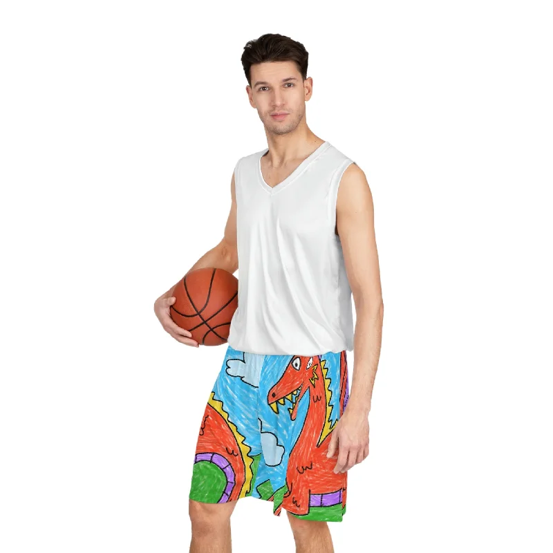 Fall Shorts-Fierce Dragon Medieval Basketball Shorts (AOP)