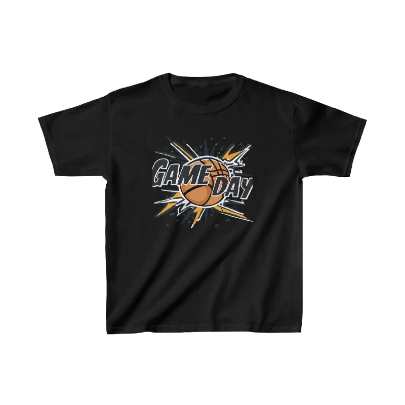 Custom Sports T-Shirt-Game Day Slam Dunk Energy - Dynamic Basketball Explosion Graphic - Kids Heavy Cotton™ Tee