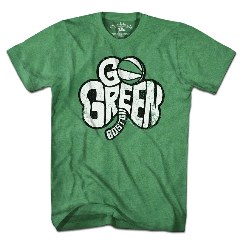 Crew Neck T-Shirt-Go Green Boston Shamrock T-Shirt