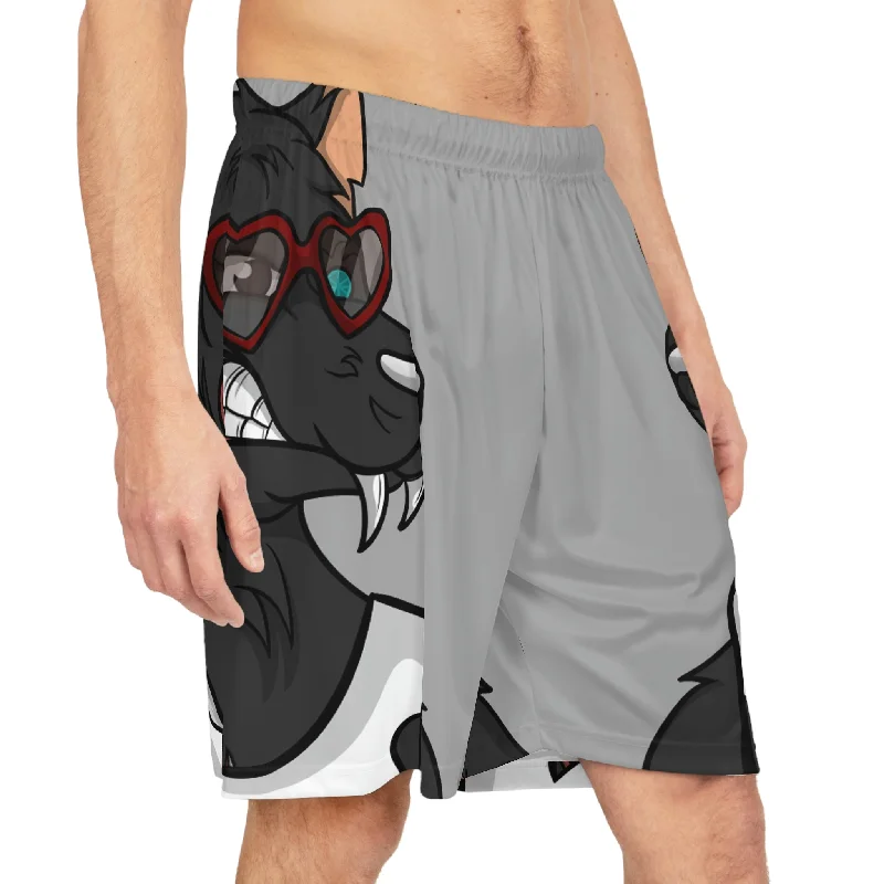 Chino Shorts-Heart Valentine Black Wolf Cyborg Basketball Shorts