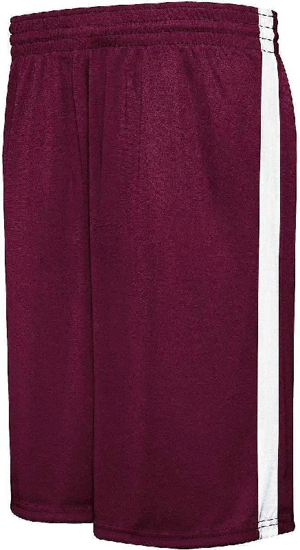 Colorful Shorts-Augusta 335870 Adult Competition Reversible Short - Maroon White