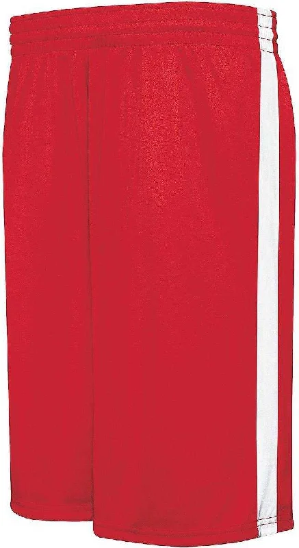 Fitted Shorts for Men-Augusta 335870 Adult Competition Reversible Short - Scarlet White