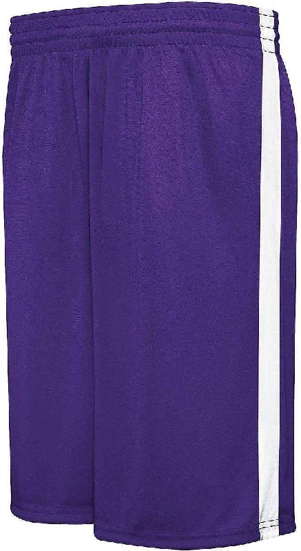 Mid-Length Shorts-Augusta 335871 Youth Competition Reversible Short - Purple White