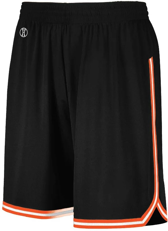 Beach Shorts for Women-Holloway 224077 Retro Basketball Shorts - Black Orange White