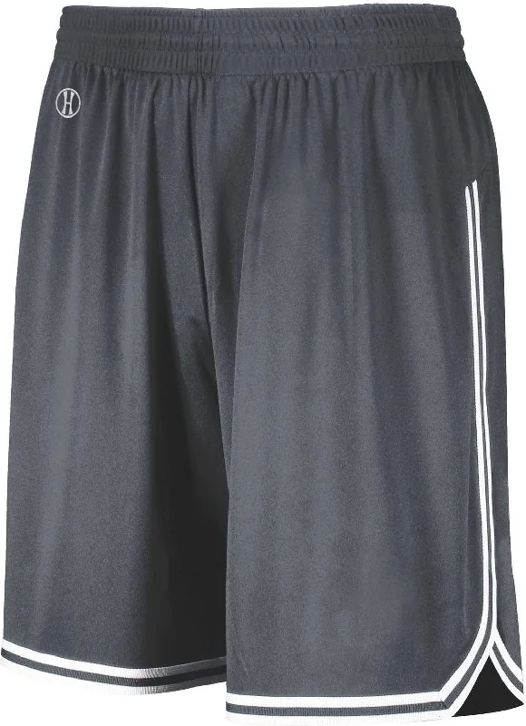 Comfortable Workout Shorts-Holloway 224077 Retro Basketball Shorts - Graphite White