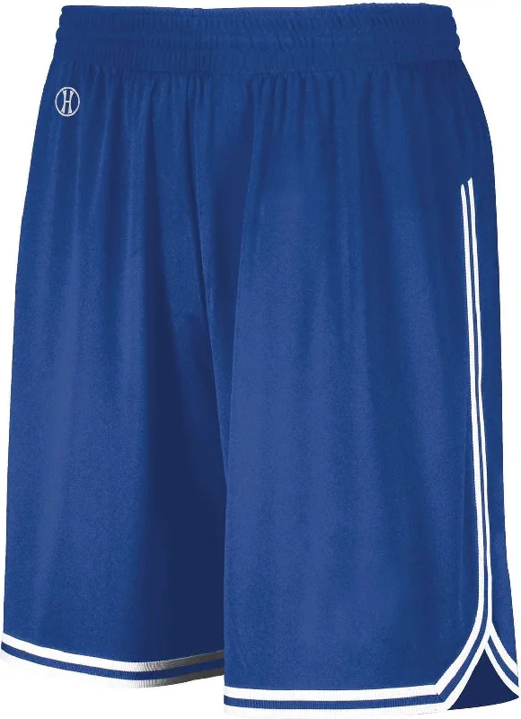 Stylish Shorts for Fashion-Holloway 224077 Retro Basketball Shorts - Royal White