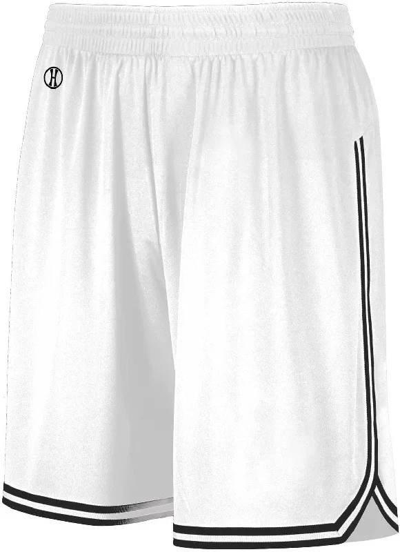 Women’s Shorts for Travel-Holloway 224077 Retro Basketball Shorts - White Black