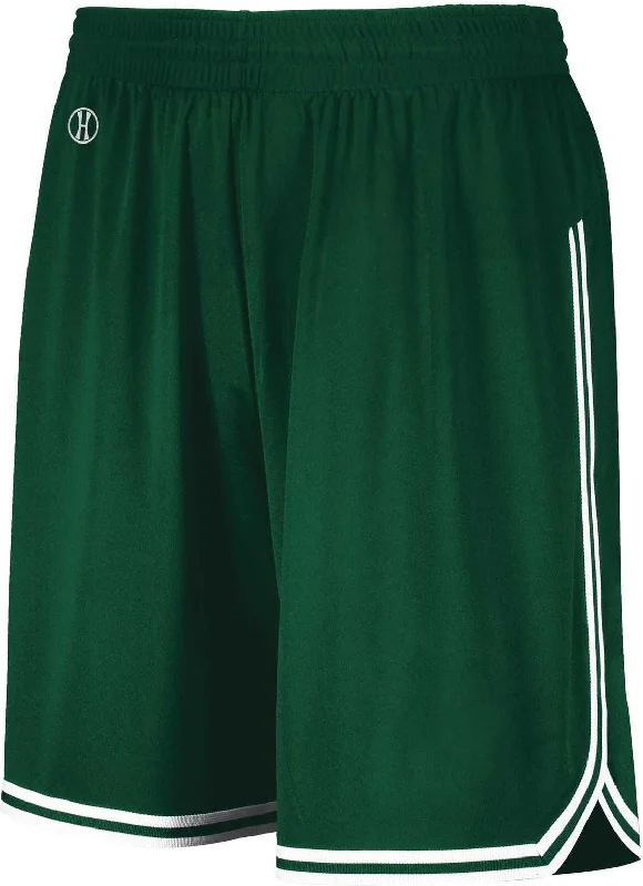 School Shorts for Girls-Holloway 224277 Youth Retro Basketball Shorts - Forest White