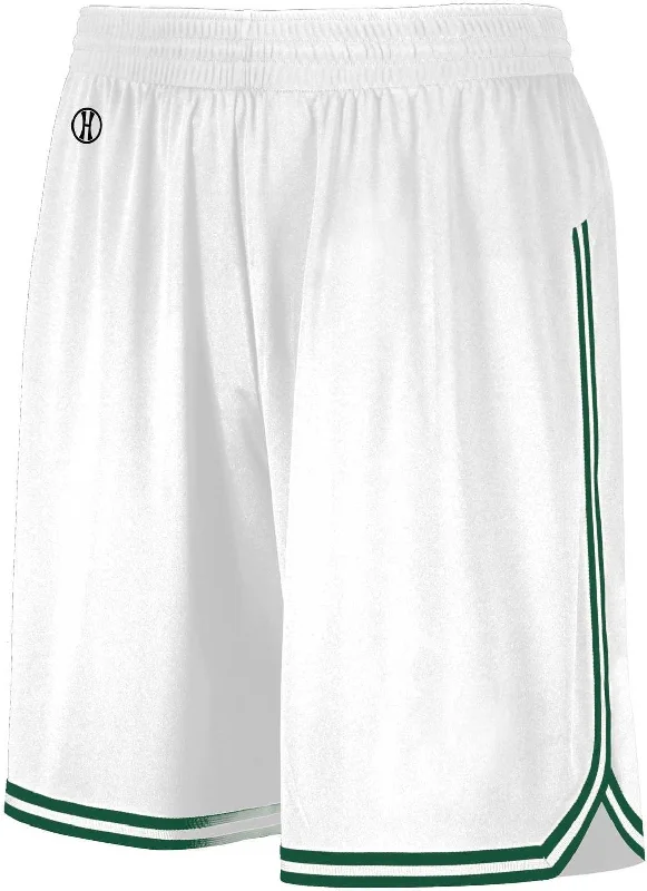 Workout Shorts with Pockets-Holloway 224277 Youth Retro Basketball Shorts - White Forest