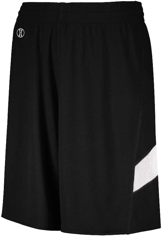 Shorts with Back Pockets-Holloway 224279 Youth Dual-Side Single Ply Basketball Shorts - Black White