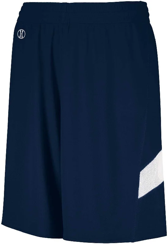 High-Performance Running Shorts-Holloway 224279 Youth Dual-Side Single Ply Basketball Shorts - Navy White