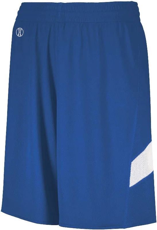 Shorts for Casual Outdoor Activities-Holloway 224279 Youth Dual-Side Single Ply Basketball Shorts - Royal White