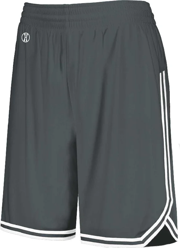 Plus Size Shorts-Holloway 224377 Ladies Retro Basketball Shorts - Graphite White