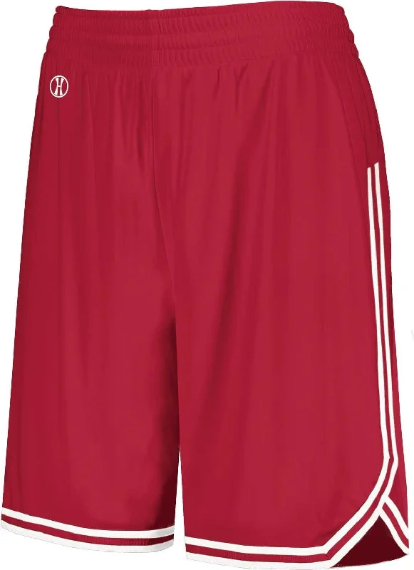 Custom Printed Athletic Shorts-Holloway 224377 Ladies Retro Basketball Shorts - Scarlet White