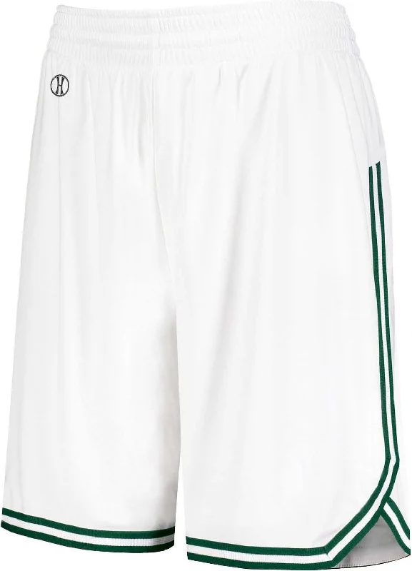 Sporty Shorts for Women-Holloway 224377 Ladies Retro Basketball Shorts - White Forest