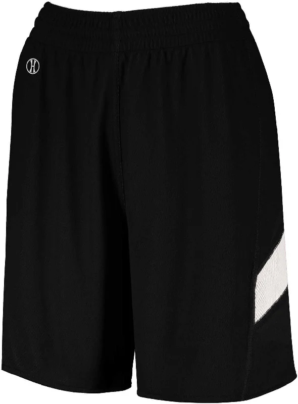 Stylish Shorts for Summer Parties-Holloway 224379 Ladies Dual-Side Single Ply Shorts - Black White