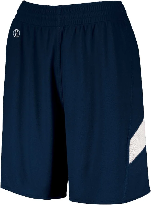 Men’s Shorts with Belt Loops-Holloway 224379 Ladies Dual-Side Single Ply Shorts - Navy White