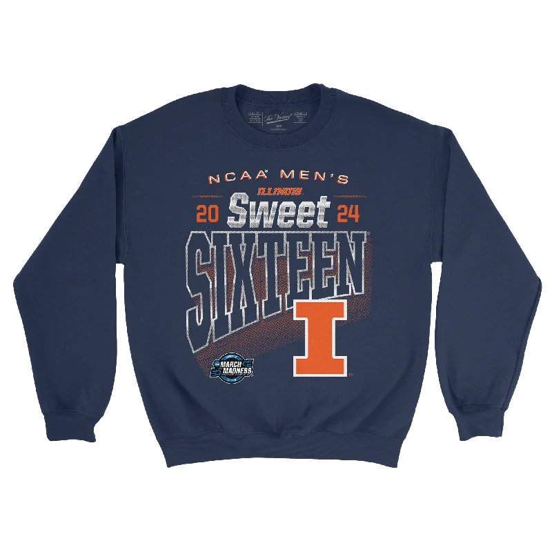 Long Sleeve T-Shirt-Illinois MBB 2024 Sweet Sixteen Streetwear Crew by Retro Brand