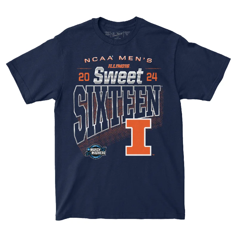 Eco-Friendly T-Shirt-Illinois MBB 2024 Sweet Sixteen Navy Streetwear T-shirt by Retro Brand