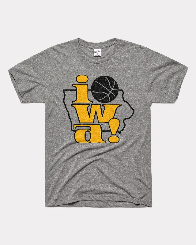 T-Shirt with Unique Designs-Iowa! Basketball University of Iowa Grey T-Shirt