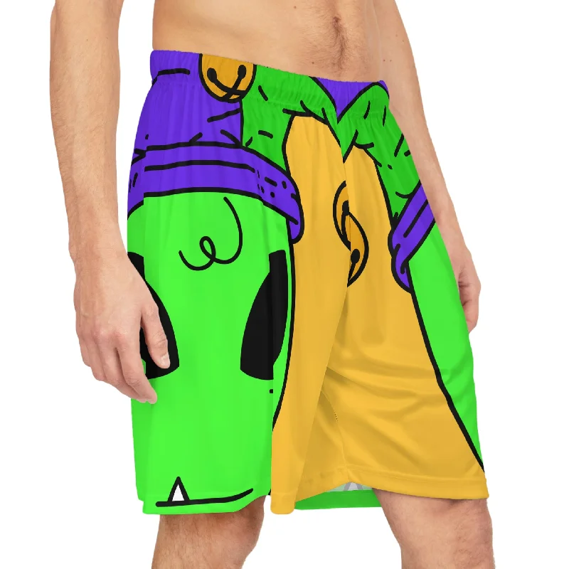 Mid-Length Shorts-Jester Alien Joker Visitor Basketball Shorts (AOP)