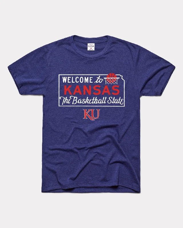 T-Shirt for Winter-Kansas Jayhawks Basketball State Navy T-Shirt