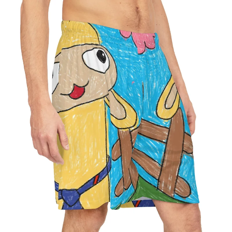 School Shorts for Boys-Llama Lovers: Heart and Animal Basketball Shorts (AOP)