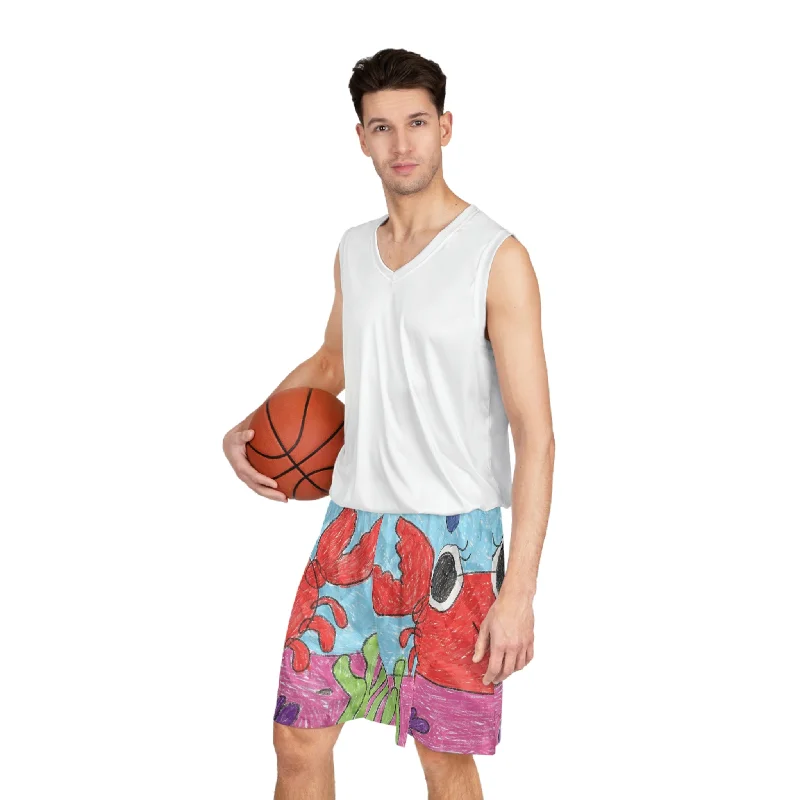 Beach Shorts-Lobster Crab Graphic Sea Lovers Basketball Shorts (AOP)