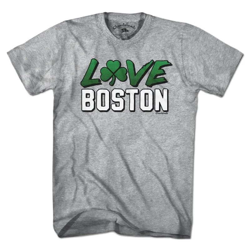 T-Shirt for Fitness Enthusiasts-Love Boston Shamrock T-Shirt