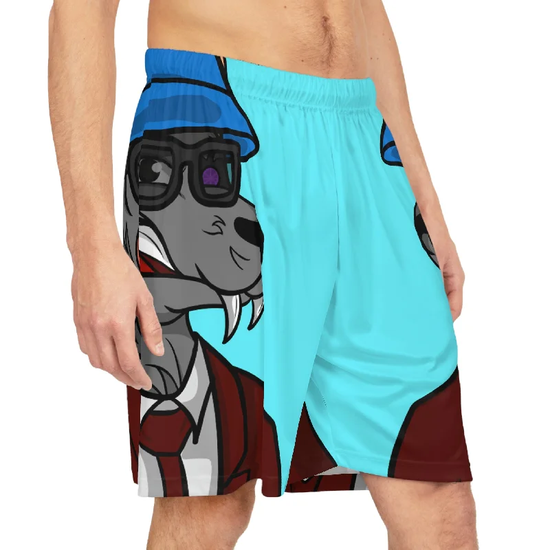 Winter Shorts-Maroon Business Wolf Cyborg Basketball Shorts