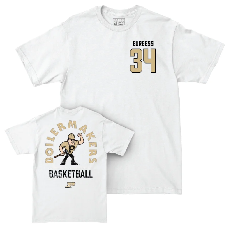 Plain T-Shirt-Men's Basketball White Mascot Comfort Colors Tee  - Raleigh Burgess