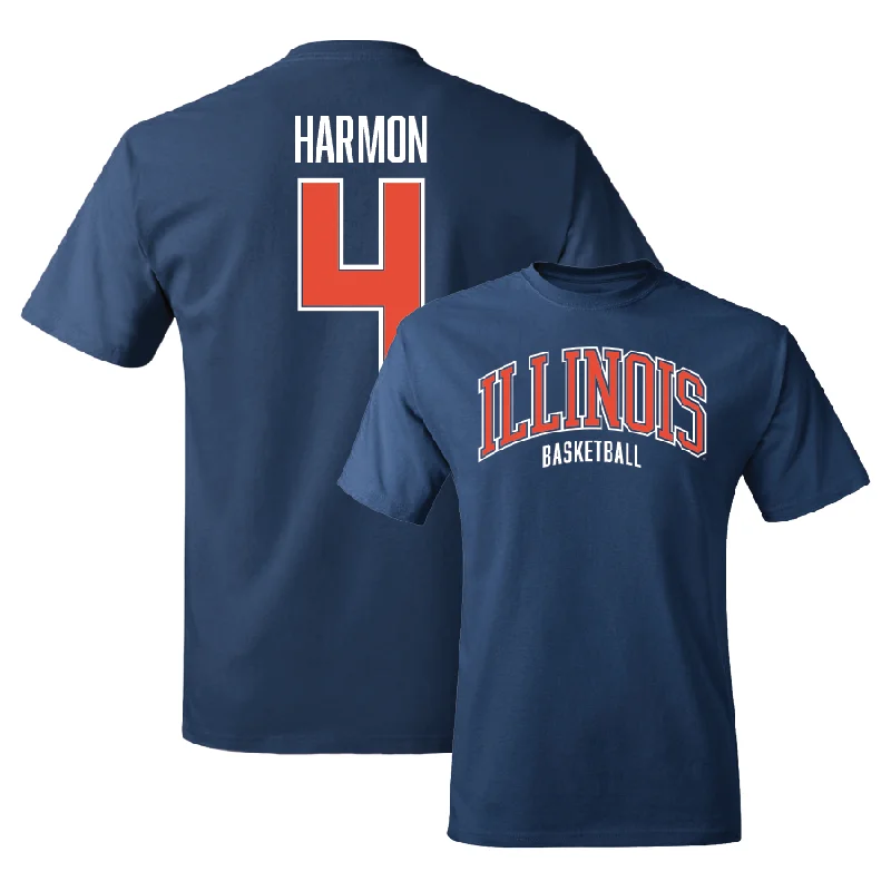 Classic White T-Shirt-Navy Illinois Arch Tee - Justin Harmon