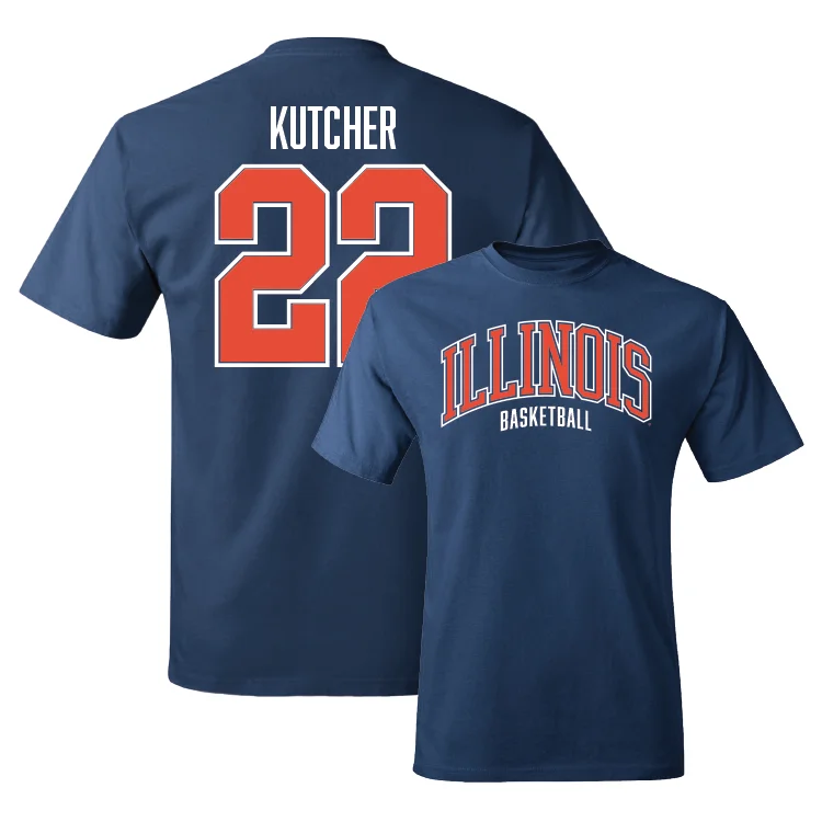 T-Shirt for Themed Events-Navy Illinois Arch Tee - Keaton Kutcher #22