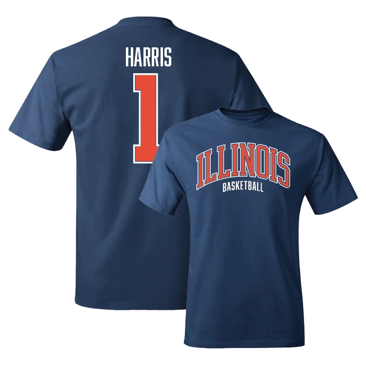 T-Shirt for Concerts and Shows-Navy Illinois Arch Tee - Sencire Harris #1