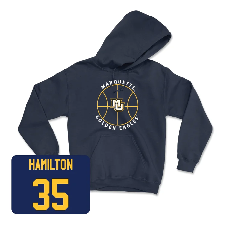 Cotton Hoodie-Navy Men's Basketball Hardwood Hoodie - Caedin Hamilton