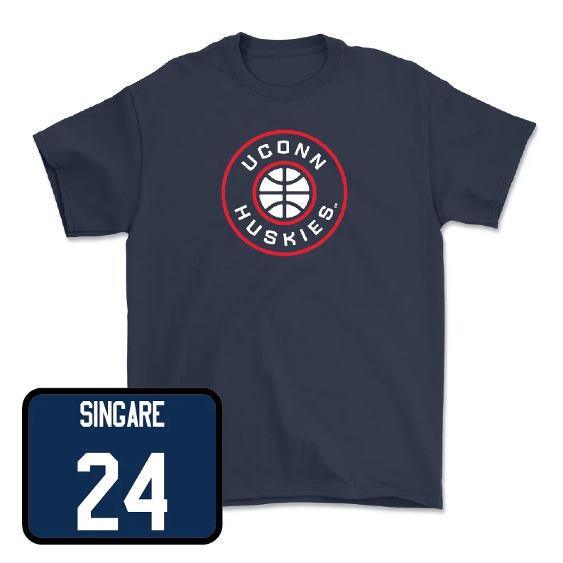 Printed T-Shirt for Men-Navy Men's Basketball Hardwood Tee - Youssouf Singare