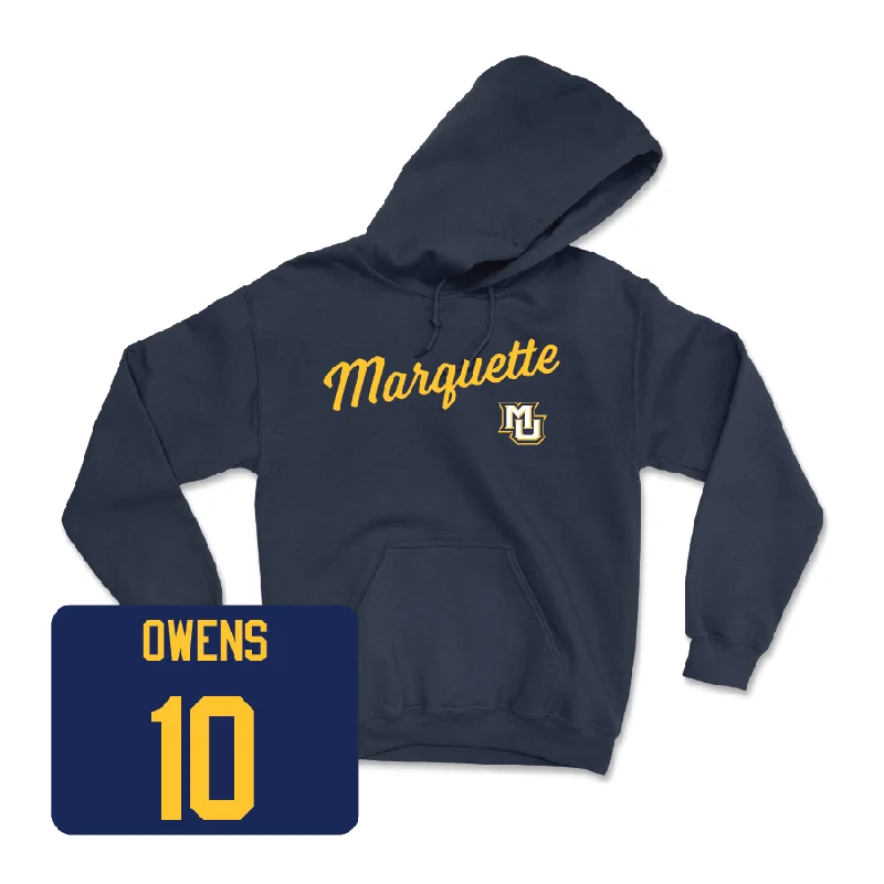 Hoodie with Cool Patterns-Navy Men's Basketball Script Hoodie  - Damarius Owens