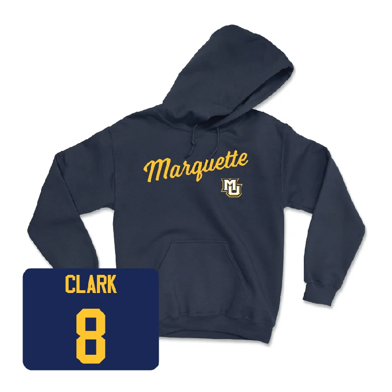 Retro Hoodie-Navy Men's Basketball Script Hoodie  - Joshua Clark