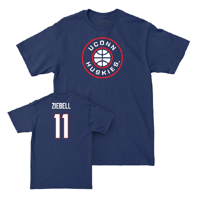 Graphic Printed T-Shirt for Women-Navy Women's Basketball Hardwood Tee - Allie Ziebell