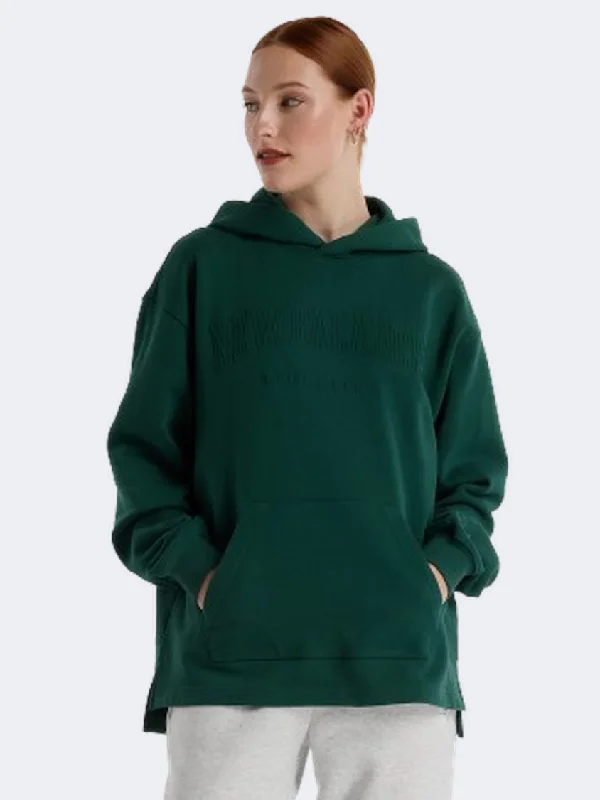 Hoodie for Yoga-New Balance Embossed Graphic Women Lifestyle Hoody Nightwatch Green