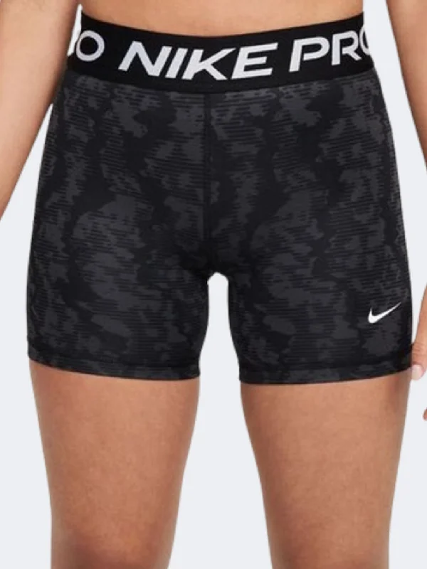 Logo Printed Shorts-Nike Pro Df Sport Aop Girls Lifestyle Short Black/White