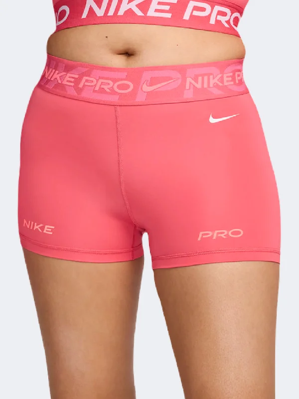 Athletic Shorts for Gym Training-Nike Pro Mid Rise Women Training Short Pink/Hot Punch/White