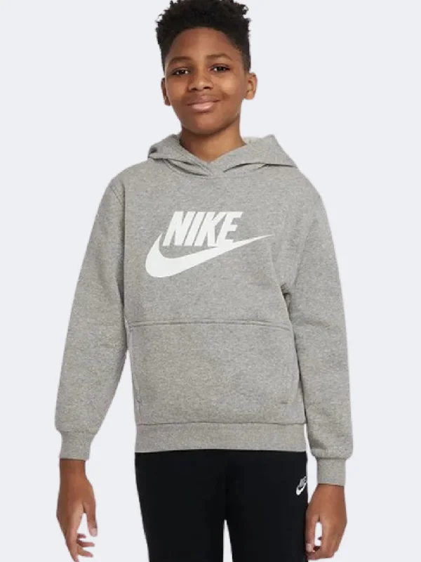 Promotional Hoodie-Nike Sportswear Club Fleece Boys Lifestyle Hoody Grey Heather/White