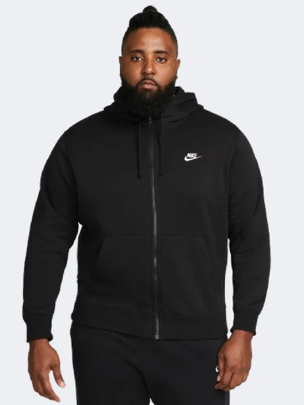 Hoodie for Outdoor Concerts-Nike Sportswear Club Fleece Men Lifestyle Hoody Black/White