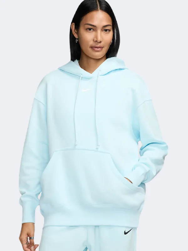 Soft Cotton Hoodie for Summer-Nike Sportswear Phoenix Fleece Oversized Women Lifestyle Hoody Glacier Blue/Sail