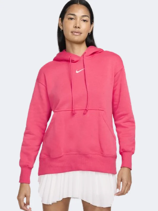 Hoodie for Charity Events-Nike Sportswear Phoenix Fleece Women Lifestyle Hoody Aster Pink/Sail