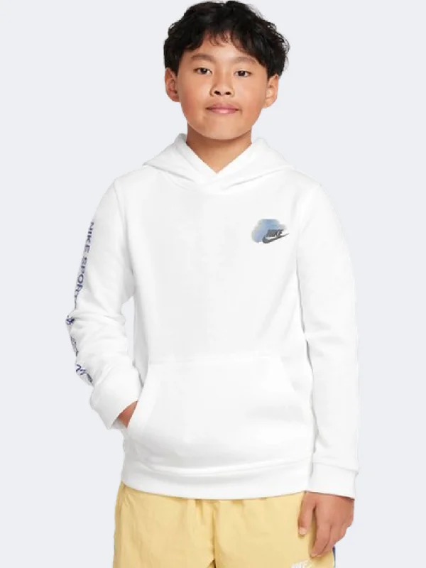 Halloween Hoodie-Nike Sportswear Standard Issue Fleece Boys Lifestyle Hoody White