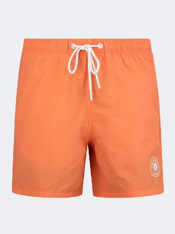 Adjustable Waistband Shorts-Oil And Gaz Confortable Men Beach Swim Short Orange