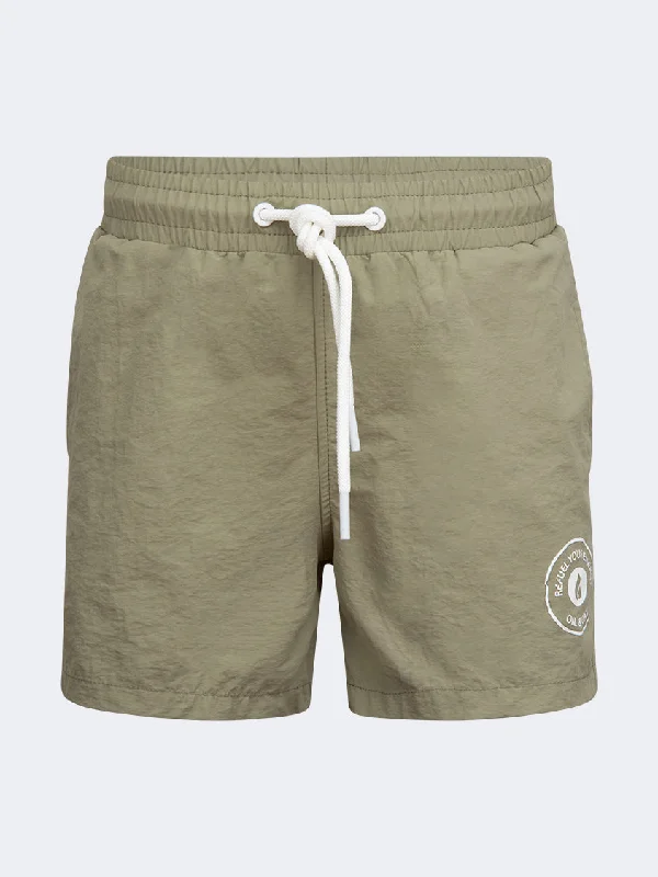 Long Shorts-Oil And Gaz Plain Kids-Boys Swim Short Army